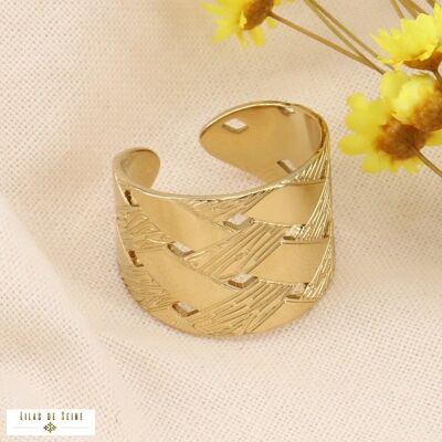 Anillo de acero inoxidable con patrón mate 0423162
