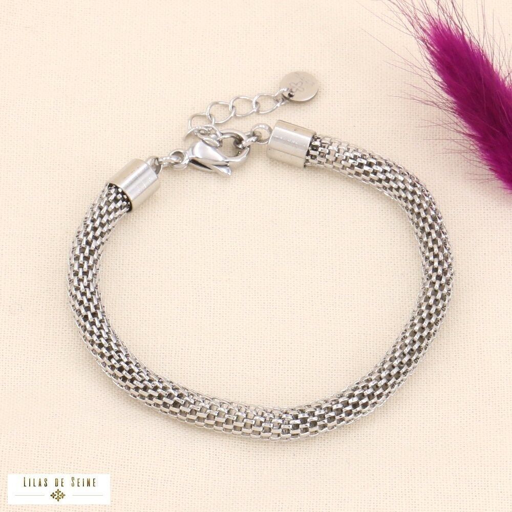 Bracciale moderno in acciaio inossidabile con catena a chicchi di riso 0223506