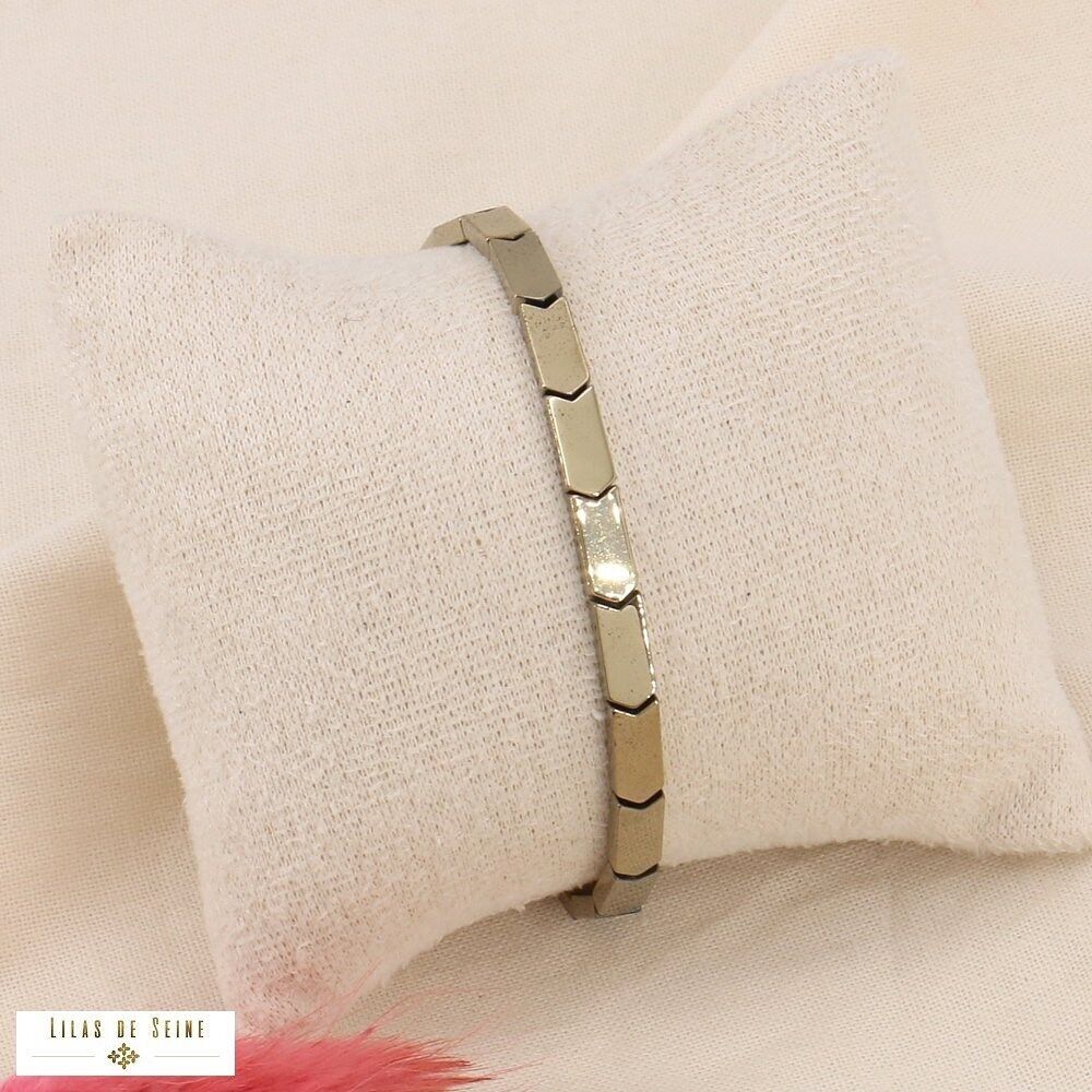Bracciale elastico frecce con perline piatte in ematite 0223545