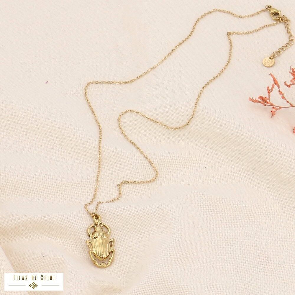 Collana con ciondolo scarabeo in acciaio inossidabile 0123587