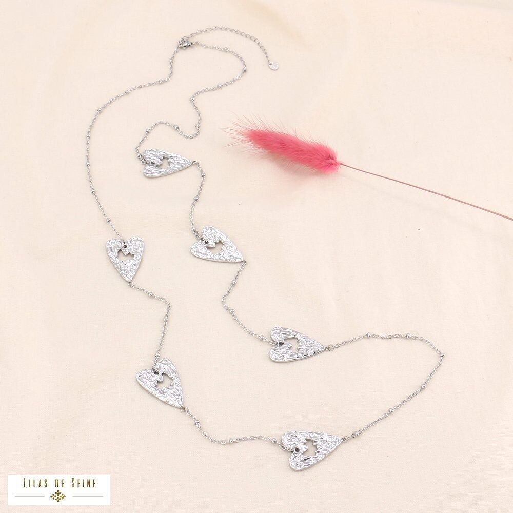 Collana cuore in acciaio inossidabile testurizzato 0123541