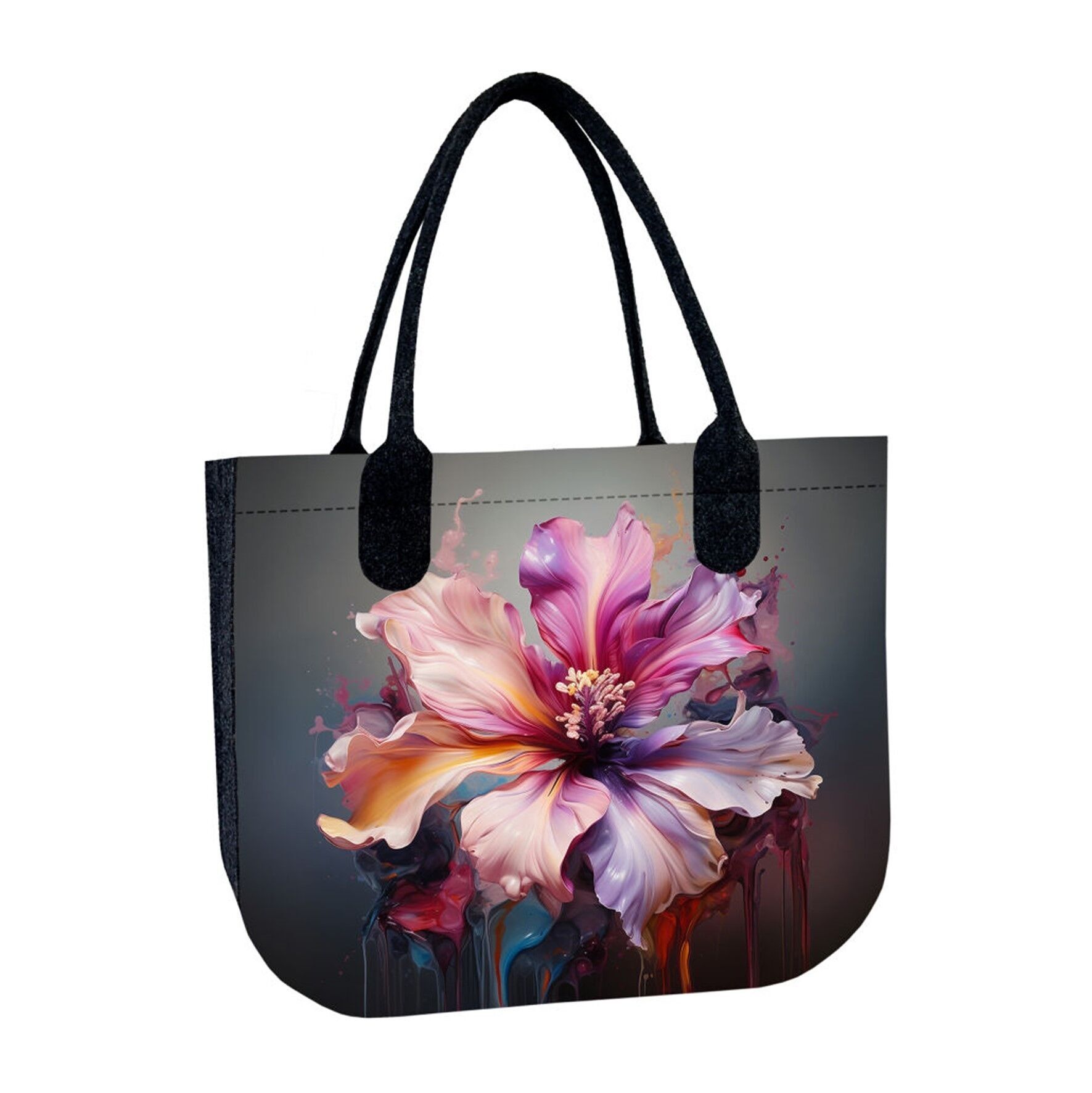 Bolso de hombro Livia en fieltro Lady XL Antracita Línea Bertoni