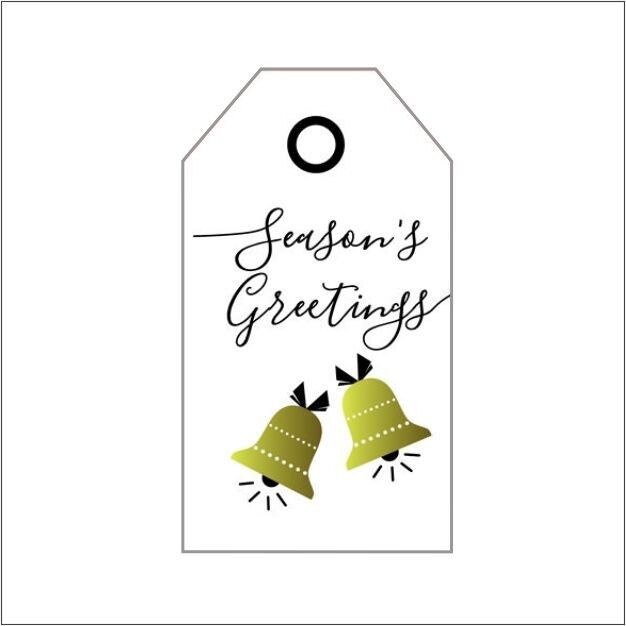 Geschenkkarte - Seasons Greetings - weiß/schwarz/gold - 5cm x 9cm - 20 Stk