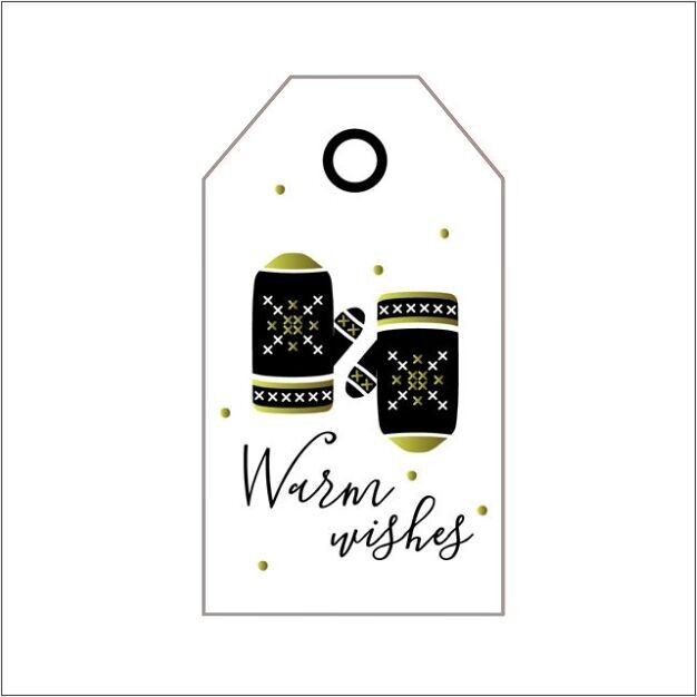 Carta regalo - Warm Wishes - bianco/nero/oro - 5 cm x 9 cm - 20 pz
