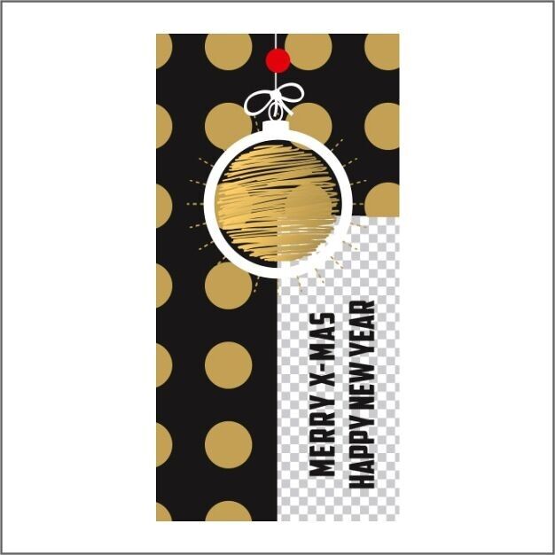 Geschenkkarte - Merry X-Mas - schwarz/gold/weiß - 5cm x 10cm - 20Stk