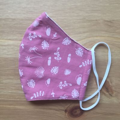 Fabric mask flowers pink