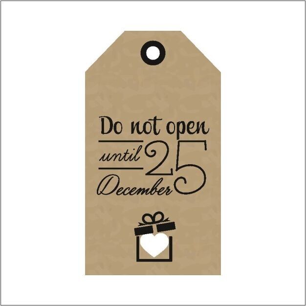 Cadeau label - Do not open til 25 december - kraft/zwart/wit - 5cm x 9cm - 20 st