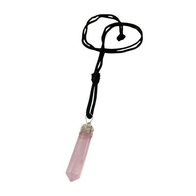 Pendentif crayon, quartz rose, 25-30 mm