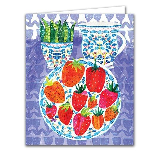 Biglietto di auguri vuoto - Natura morta di fragole