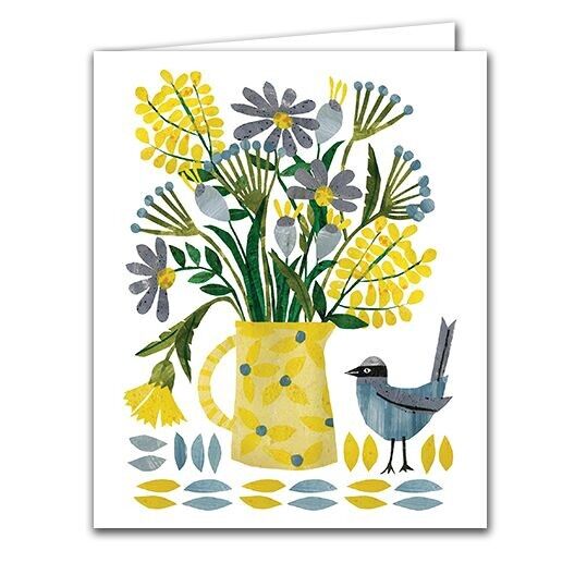 Biglietto di auguri vuoto - Vaso giallo di fiori