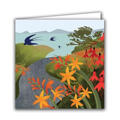 Blank Greeting Card - Swallows by the Sea