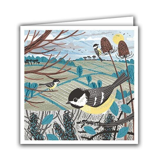 Biglietto d'auguri vuoto - Cince di carbone invernale