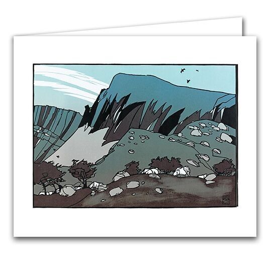 Blanko-Grußkarte - Raben stürzen über Cadair Idris