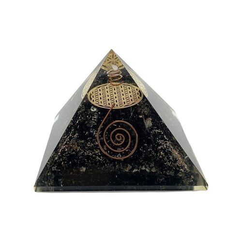 Orgone Reiki Healing Pyramid, Black Tourmaline, 7.5cm