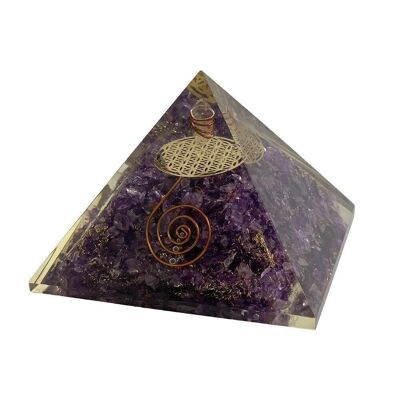 Pirámide de sanación Reiki de orgón, amatista, 7,5 cm
