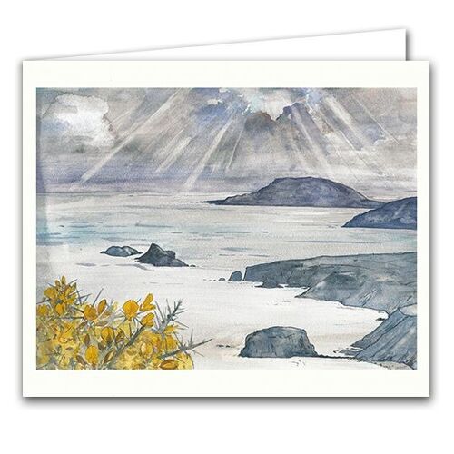 Blank Greeting Card - Cloudburst over Ynys Enlli