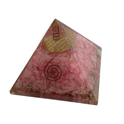 Pirámide curativa de orgón Reiki, cuarzo rosa, 7,5 cm