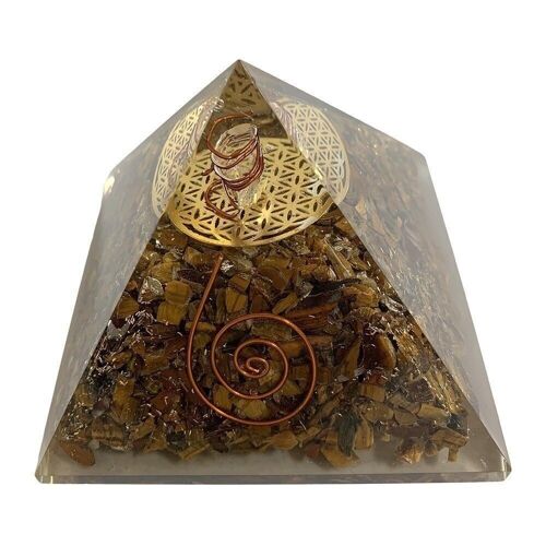 Orgone Reiki Healing Pyramid, Tiger's Eye, 7.5cm