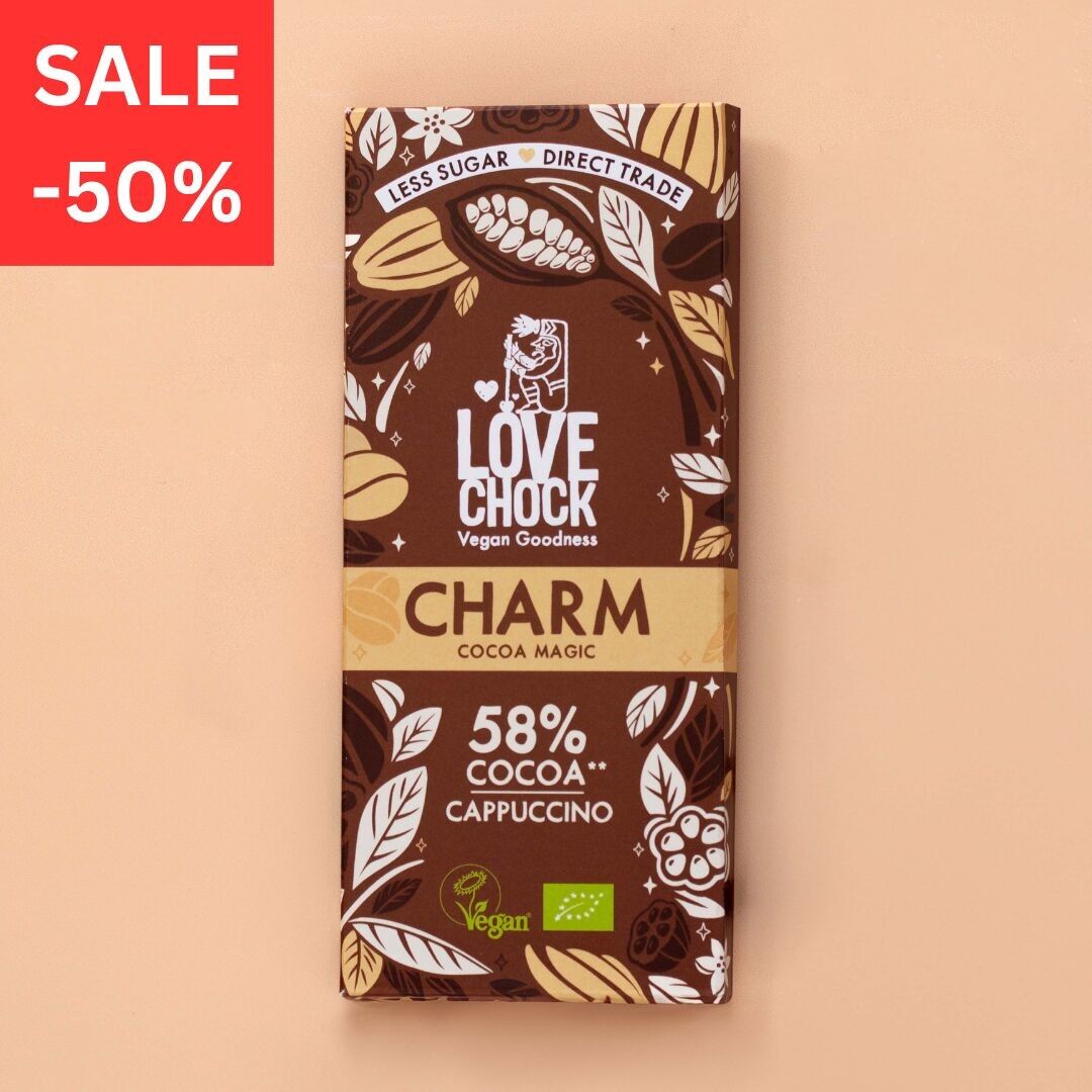 Organic and vegan chocolate CHARM CAPPUCCINO 58% - 70 g - SALE -50%