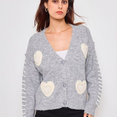 Cardigan con patch cuore