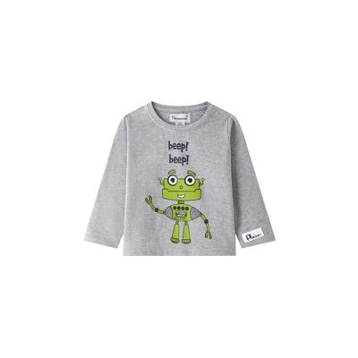 T-shirt grigia a maniche lunghe Cartoon per neonato