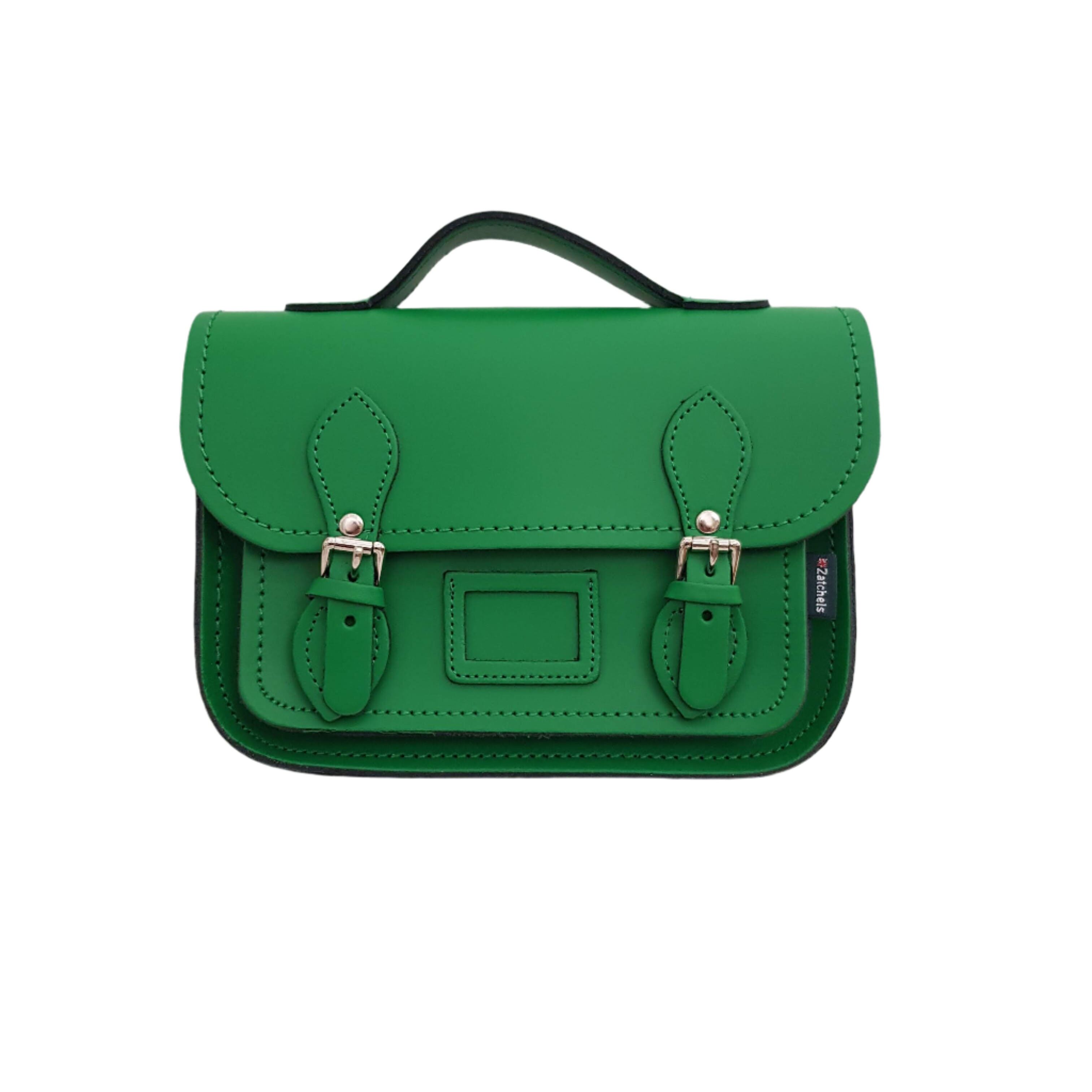 Borsa a mano midi in pelle - Verde classico