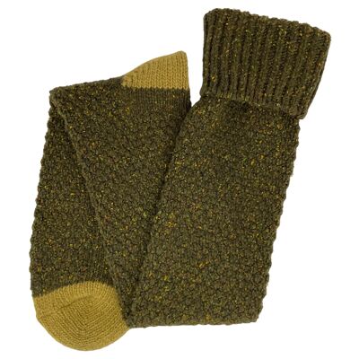 Chaussettes unisexes au genou - mélange de soie recyclée de luxe - vert foncé