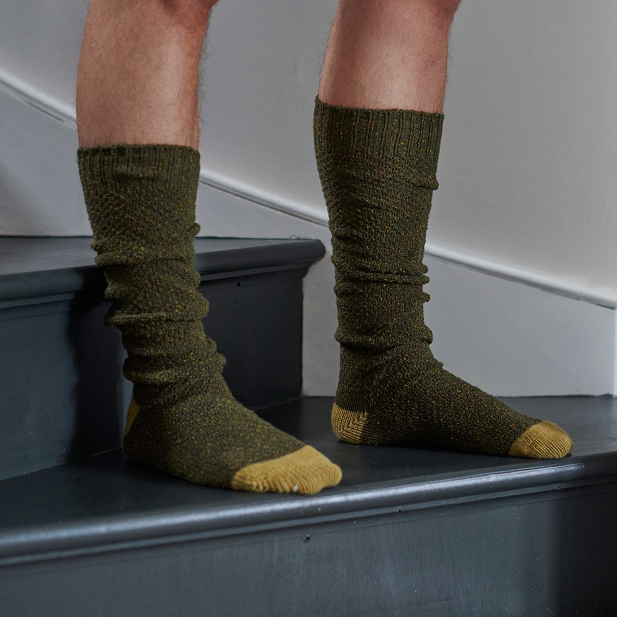 Chaussettes unisexes au genou - mélange de soie recyclée de luxe - vert foncé