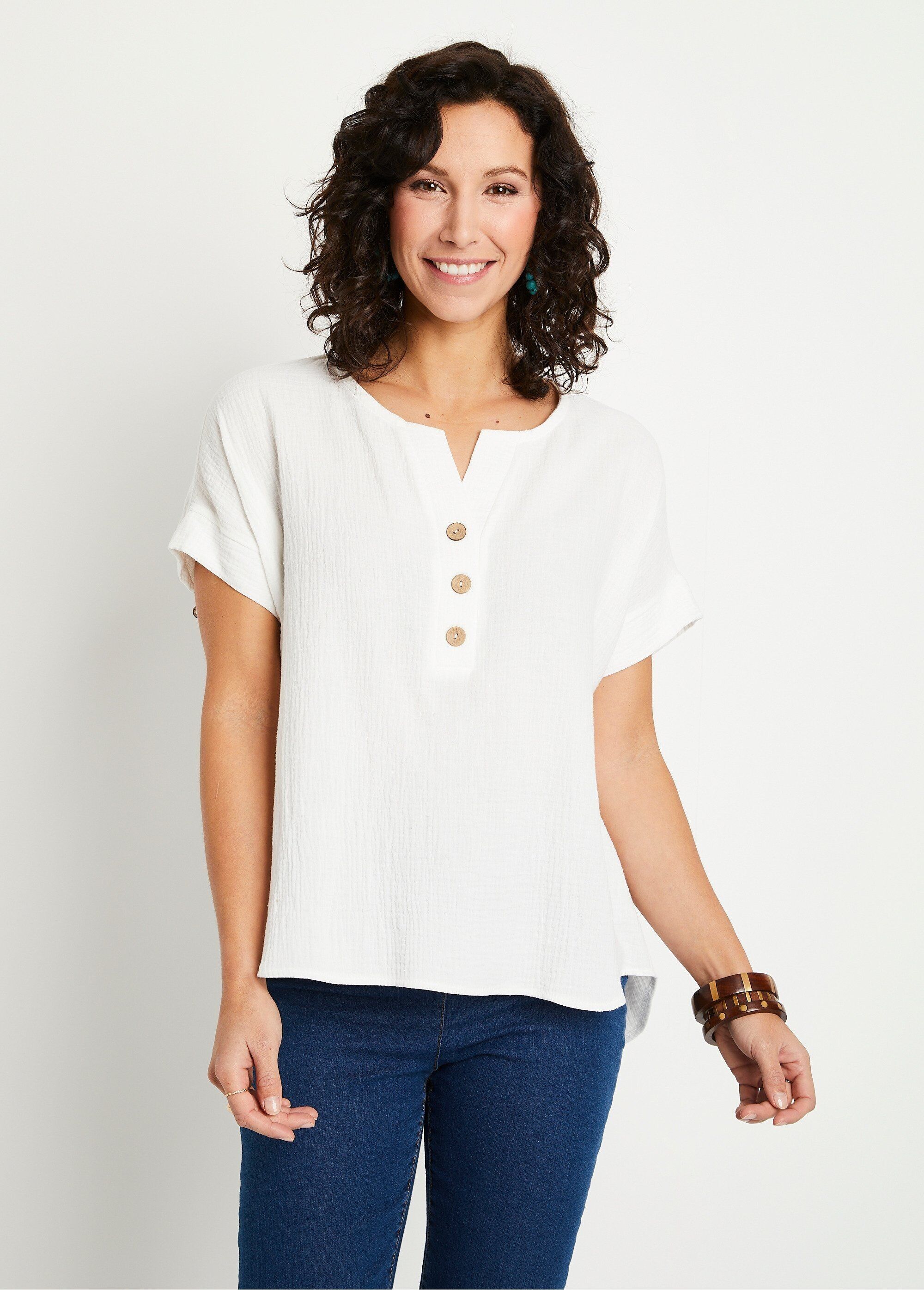 Túnica larga suelta de algodón liso