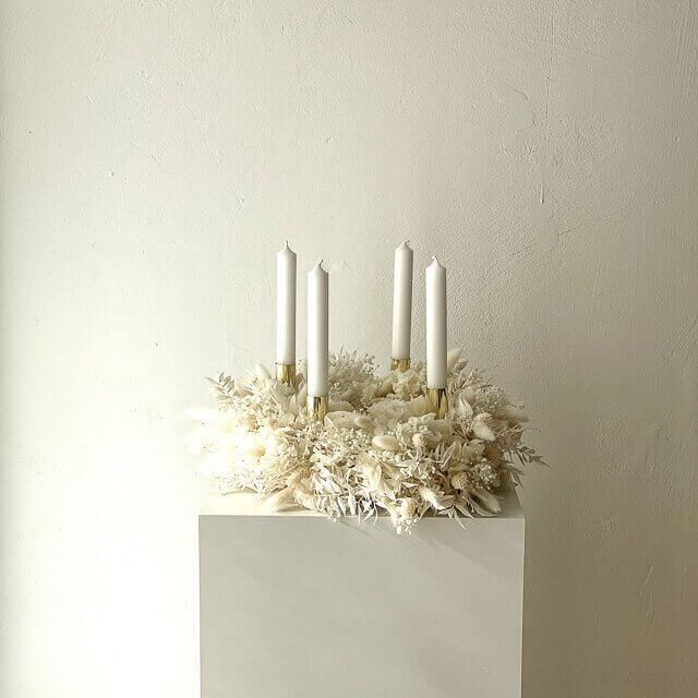 Adventskranz Trockenblumen "Snow White"