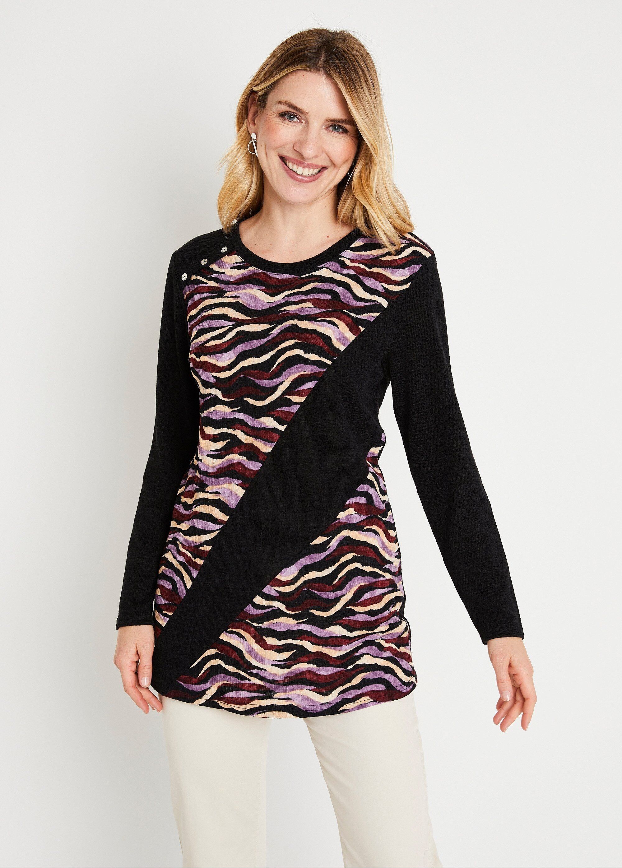 Langes T-Shirt mit Grafikdruck und Rundhalsausschnitt