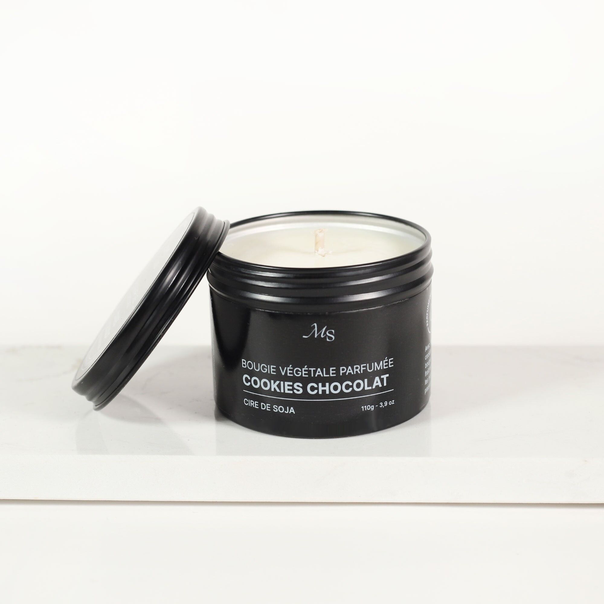 Candela in metallo - Biscotti al cioccolato