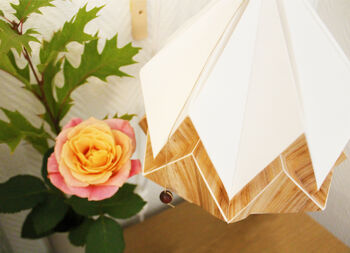 Suspension Origami Blanc et Ecowood - S 2