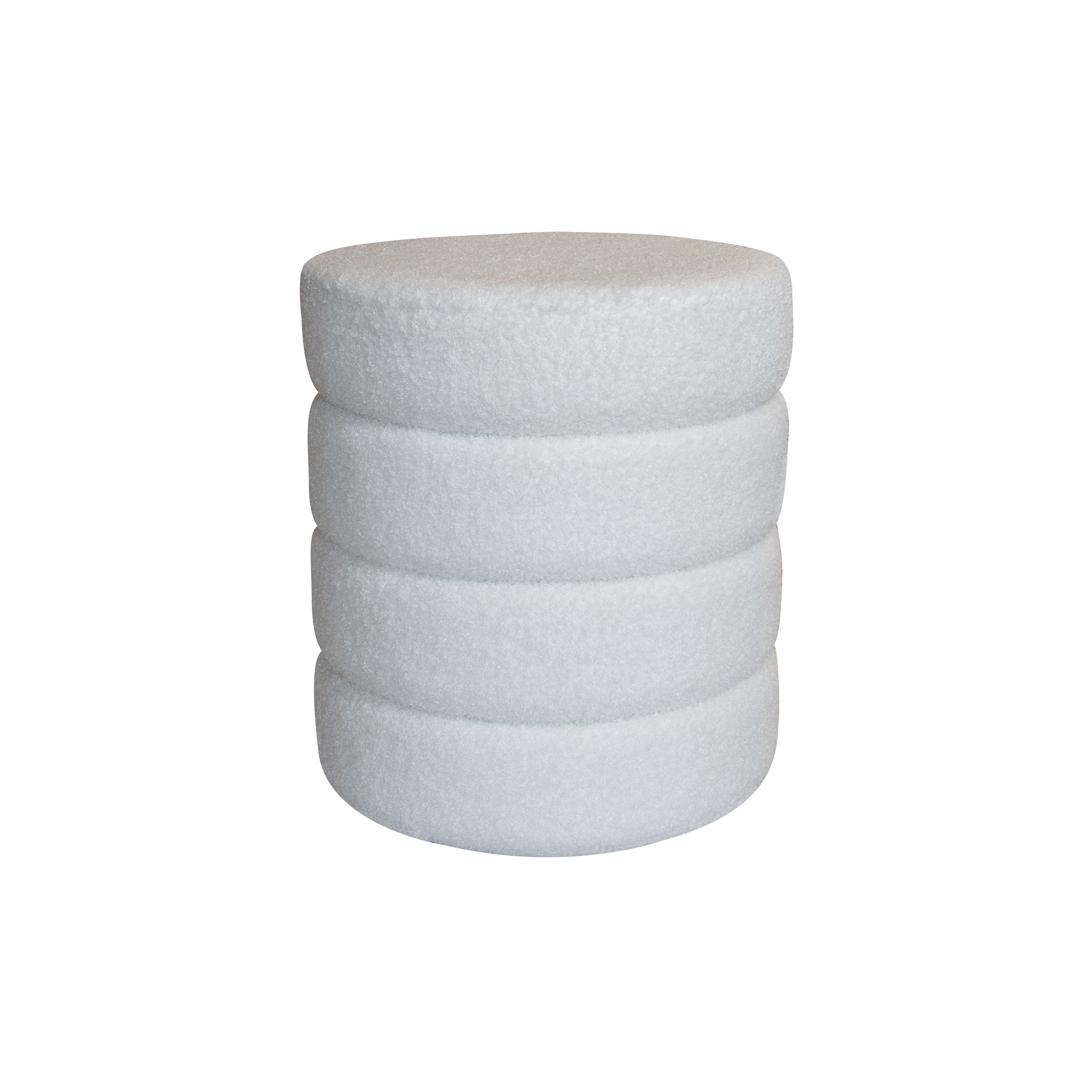 POUF TISSU TEDDY BLANC STRUCTURE EN BOIS 35X35X40CM MALO