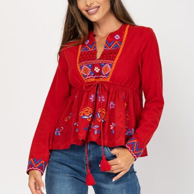 BLUSA TINTA UNITA 100% COTONE PR8196B_TEJA