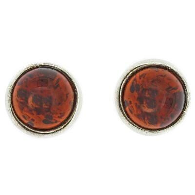 Grandes boucles d'oreilles rondes en ambre avec coffret de présentation