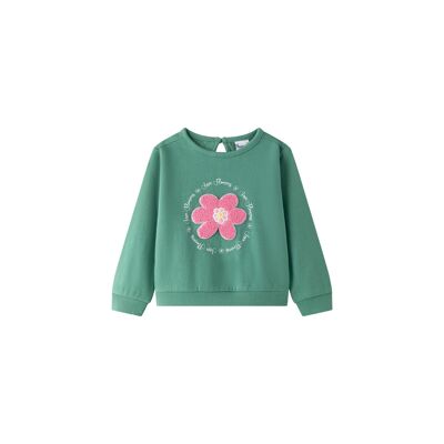 Sweat vert à manches longues pour bébé fille
