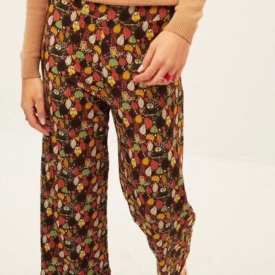 Pantaloni marroni alla caviglia con gufo