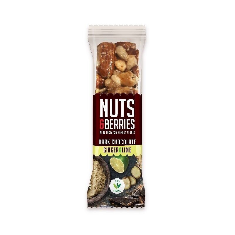 Tavoletta di cioccolato fondente con zenzero e lime Nuts&Berries 40g