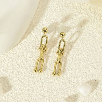 Boucles d'oreilles Dorées Triple Petites Mailles Pendantes