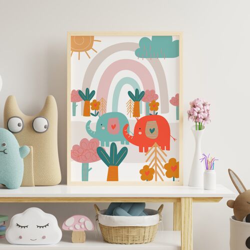 Elephants nursery print