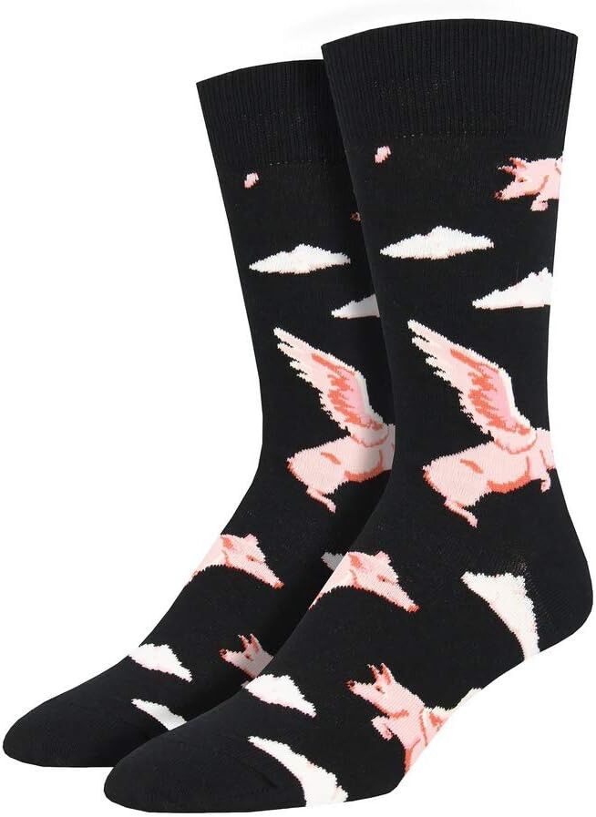 Chaussettes Flying Pigs pour hommes de Socksmith, chaussettes fantaisie amusantes, taille unique, mélange de coton de qualité