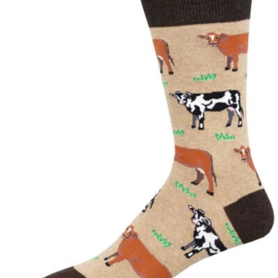Chaussettes pour hommes « Mooove Over » à motif vache de Socksmith, mélange de coton de qualité, taille unique