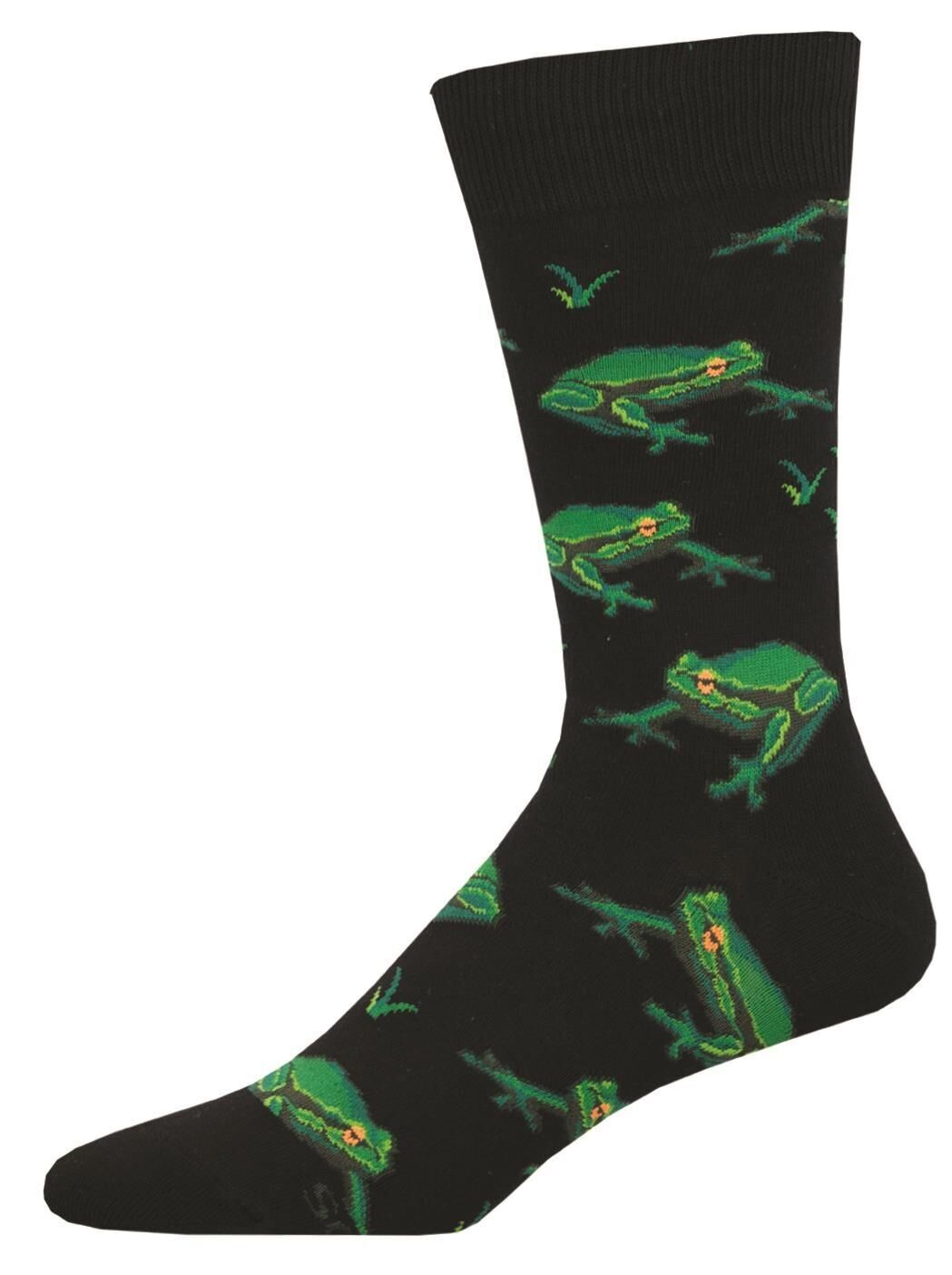 Chaussettes pour hommes en coton mélangé de qualité « NIGHT FROGS » de Socksmith, design grenouille, couleurs vives et design amusant, taille unique (convient à la taille 6 du Royaume-Uni).5 à 11.5)