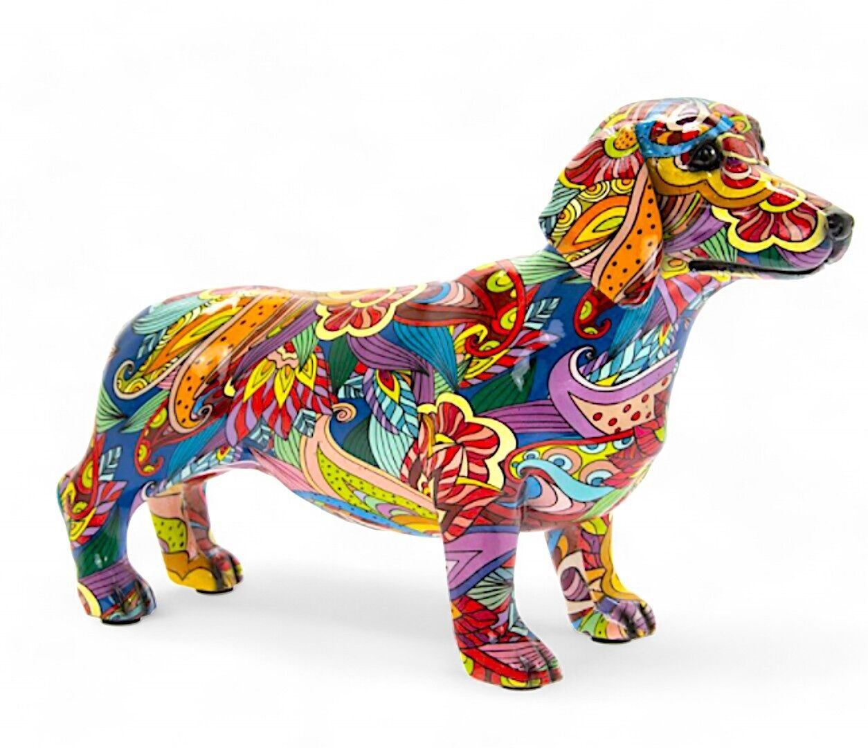 GROOVY ART figurine d'ornement de teckel de couleur vive cadeau d'amant de chien de saucisse