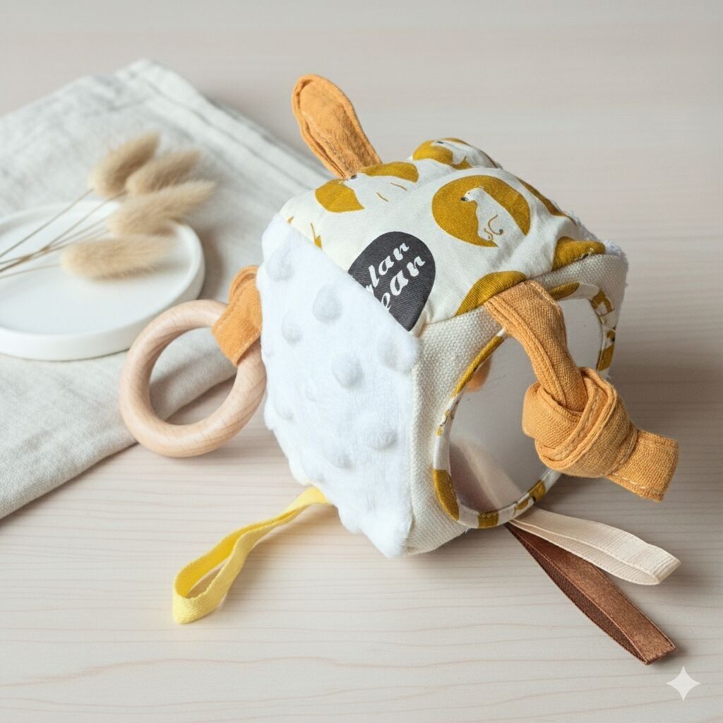 Cute Soft Plush Activity Cube for Babies