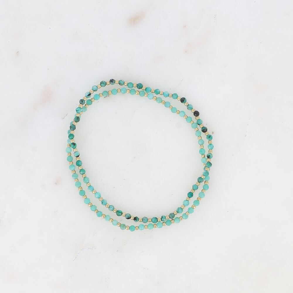 Set mit 2 elastischen Armbändern – Natursteine