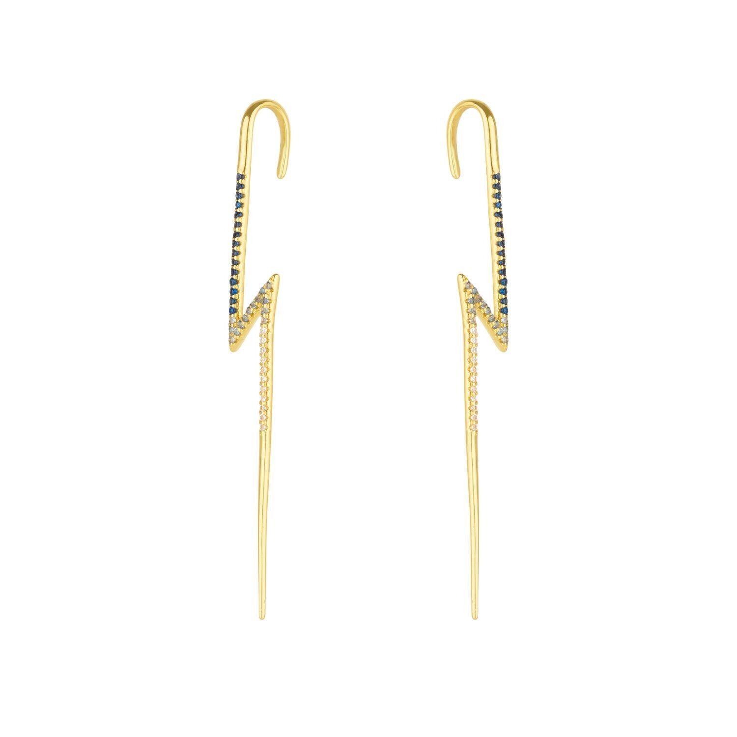 Real Colours Sterling Silver Lightning Bolt Orecchini Crawler - Coppia