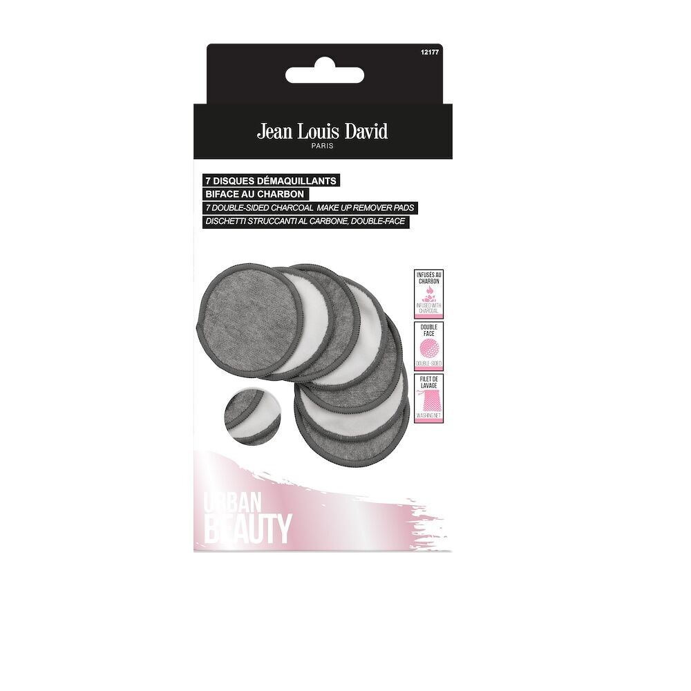JEAN LOUIS DAVID - REUSABLE CHARCOAL MAKEUP REMOVER PADS WITH CASE