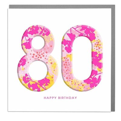 80th Happy Birthday Card